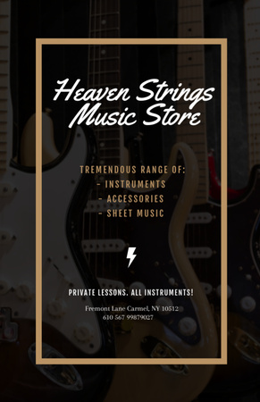 Plantilla de diseño de Guitarras en la tienda de música y otros instrumentos Invitation 5.5x8.5in 