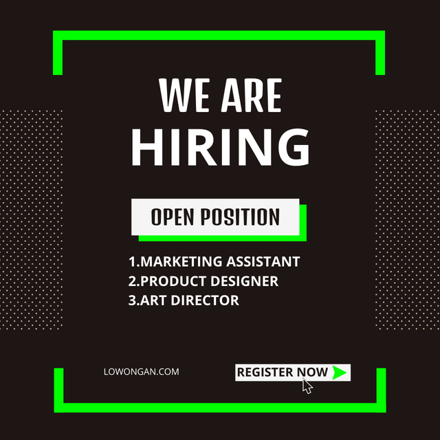 Designvorlage Job Vacancy Ad für Instagram