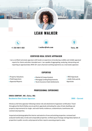 Real Estate Agent's Skills and Experience Resume Design Template