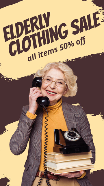 Ontwerpsjabloon van Instagram Story van Elderly Clothing Sale Offer In Brown
