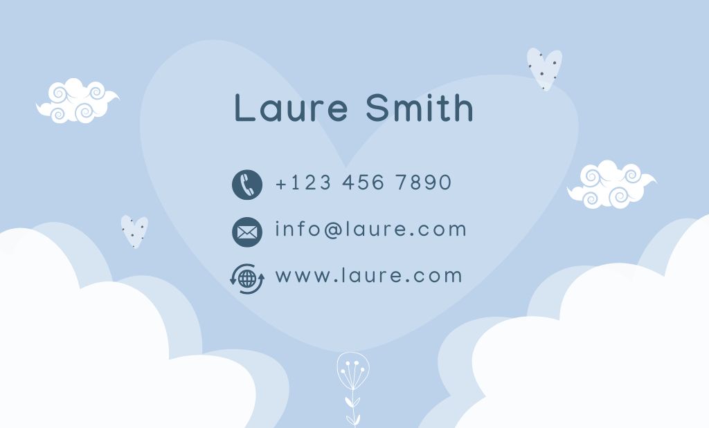 Ontwerpsjabloon van Business Card 91x55mm van Babysitting Services Ad with Clouds
