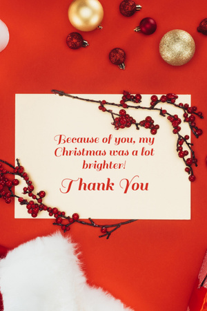 Cute Christmas Greeting with Thank You Postcard 4x6in Vertical Design Template