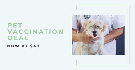 Ontwerpsjabloon van Facebook AD van aanbieding huisdier vaccinatie met hond in ziekenhuis