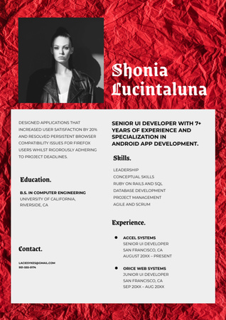 Resume of Candidate for Position on Bright Red Resume Design Template
