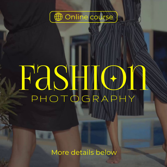 Professional Fashion Photography Online Course Offer Animated Post tervezősablon