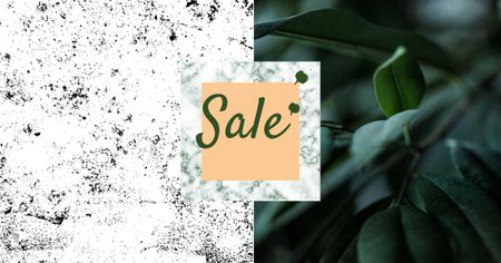 Sale Announcement with Green Plant Facebook AD Design Template