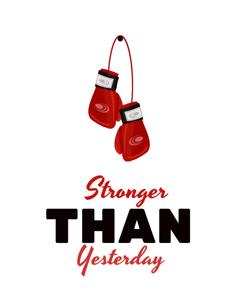 Inspirational and Motivational Phrase with Boxing Gloves T-Shirt Πρότυπο σχεδίασης