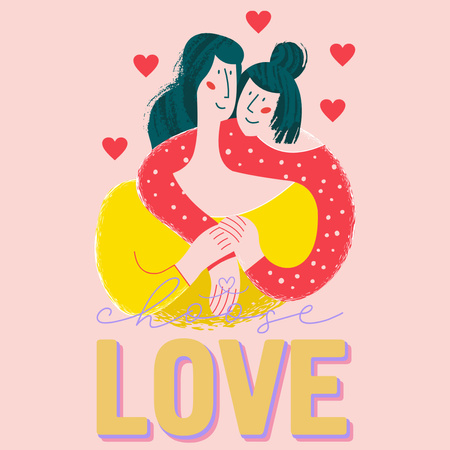 Designvorlage Satz über Liebe mit Illustration eines LGBT-Paares für Instagram