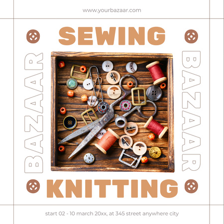 Plantilla de diseño de Sewing And Knitting Bazaar Announcement Instagram 