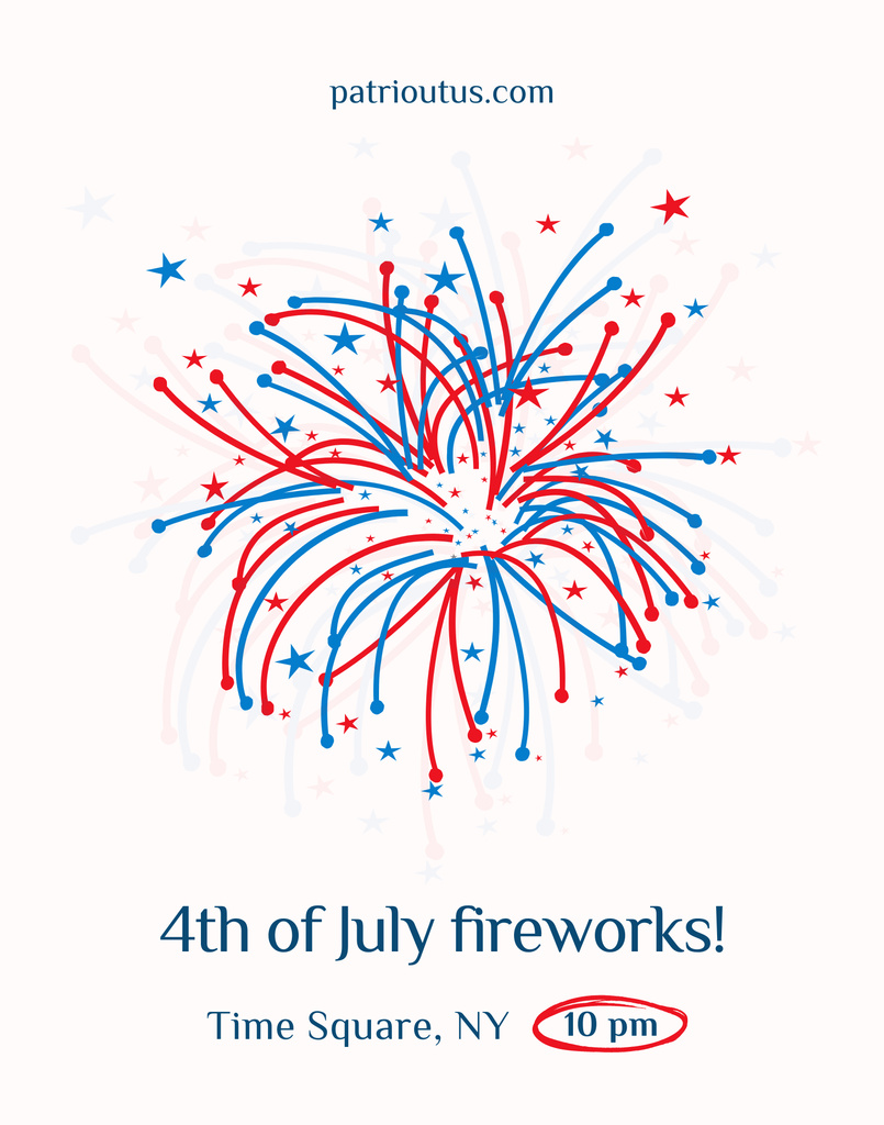USA Independence Day Celebration with Fireworks and Stars Poster 22x28in Šablona návrhu