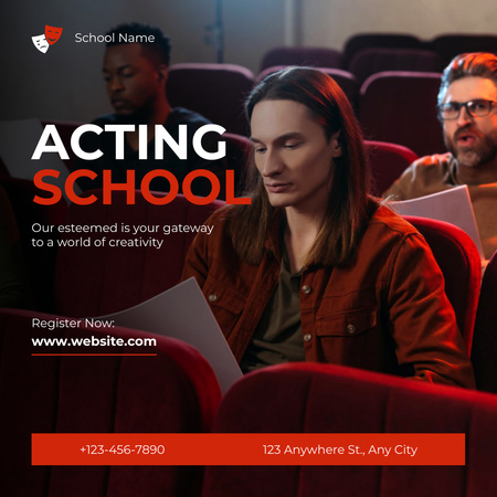 Actors Read Script at Acting School Instagramデザインテンプレート