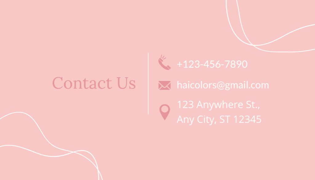 Beauty and Hair Color Studio Business Card USデザインテンプレート
