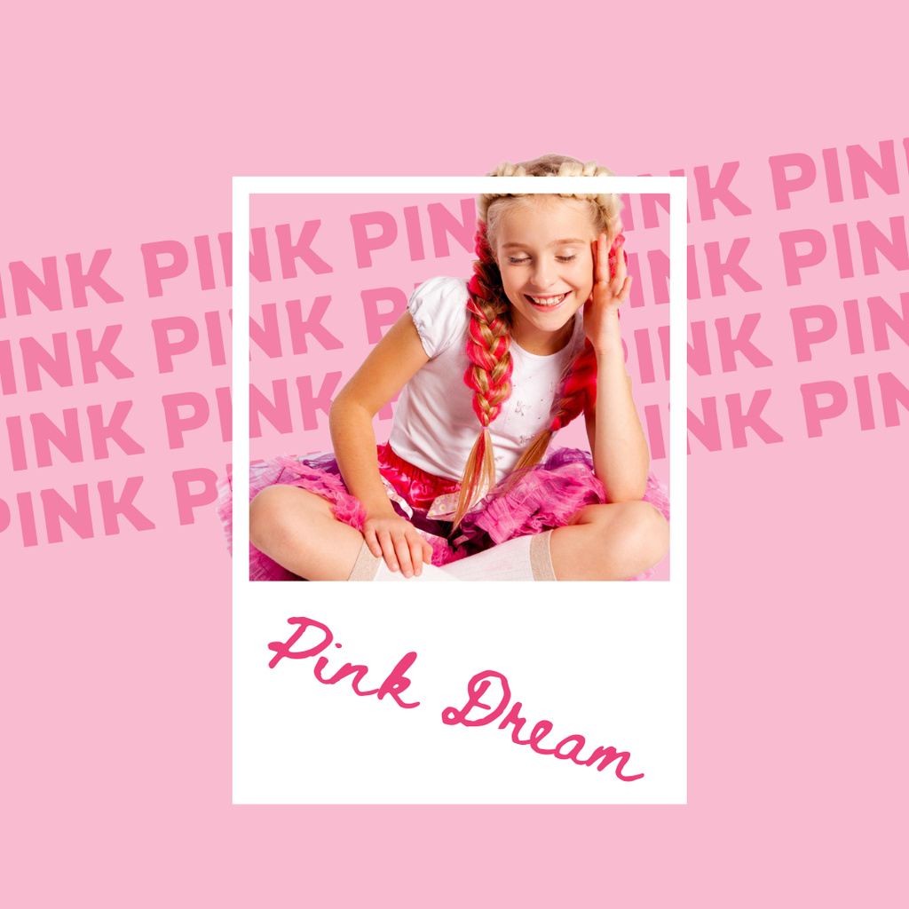 Designvorlage Cute Little Girl in Pink Outfit für Instagram