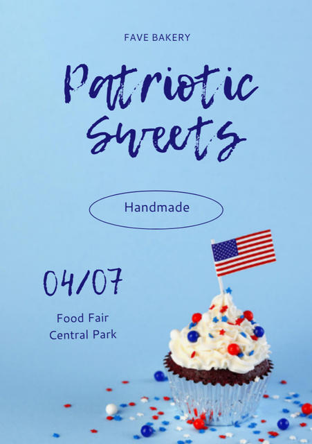 Plantilla de diseño de USA Independence Day Street Food Fair Announcement Flyer A5 