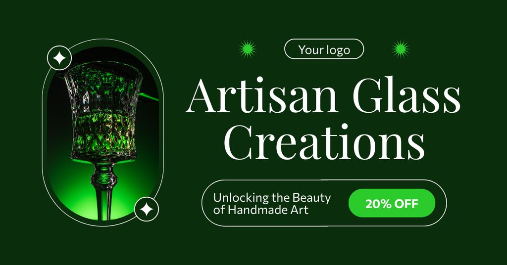Plantilla de diseño de Offer of Artisan Glass Creations Facebook AD 