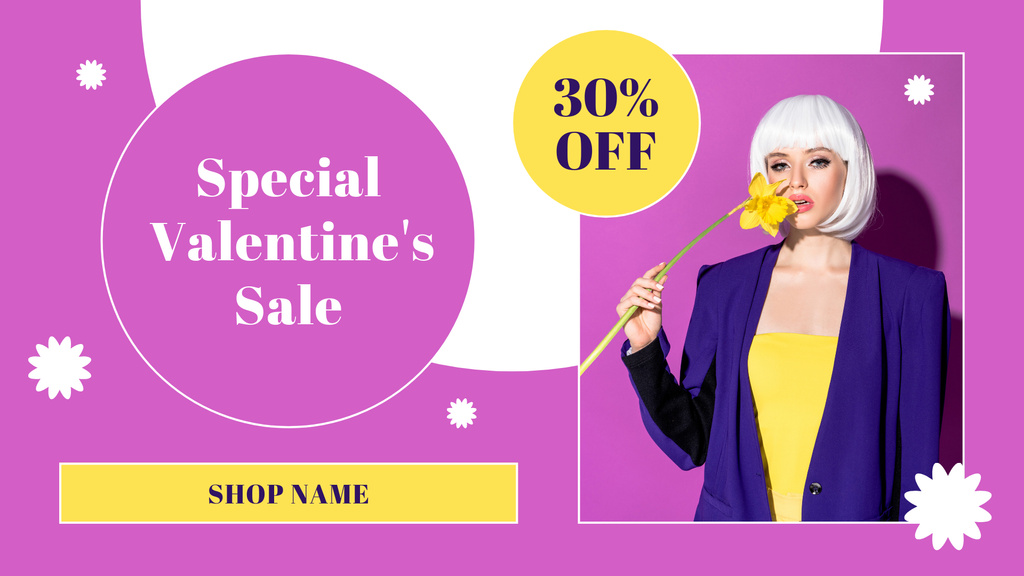 Valentine's Day Sale with Attractive Stylish Blonde Woman FB event cover Modelo de Design