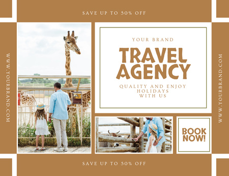 Travel to Wildlife Reservation Thank You Card 5.5x4in Horizontal Design Template