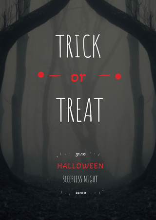 Halloween éjszakai rendezvények meghívója ijesztő erdővel Flyer A6 tervezősablon