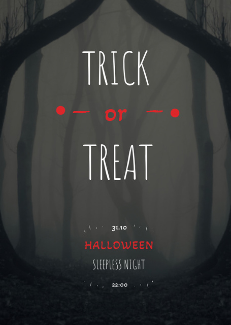 Sleepless Halloween Night Celebration In Forest Flyer A6 Design Template