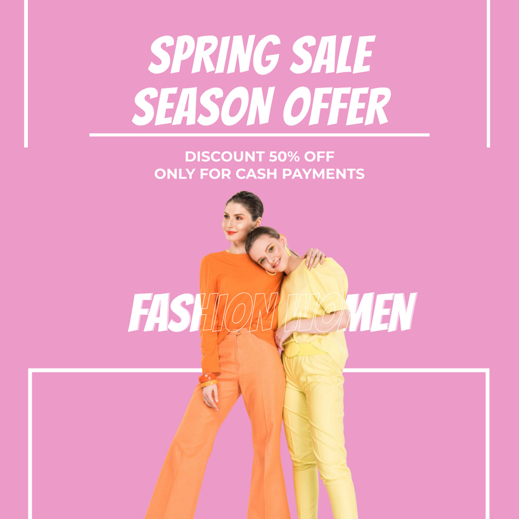 Women's Spring Season Sale Offer Instagram ADデザインテンプレート