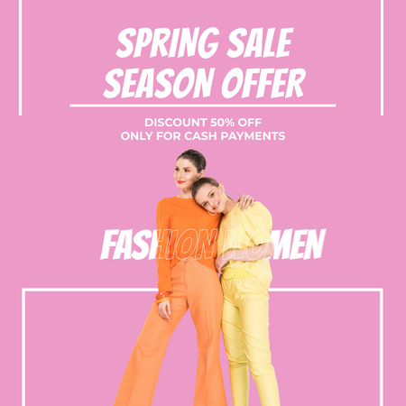 Modèle de visuel Offre de soldes de printemps pour femmes - Instagram AD