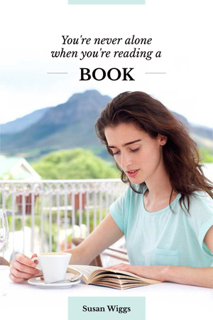 Platilla de diseño Young woman reading book with quote Pinterest