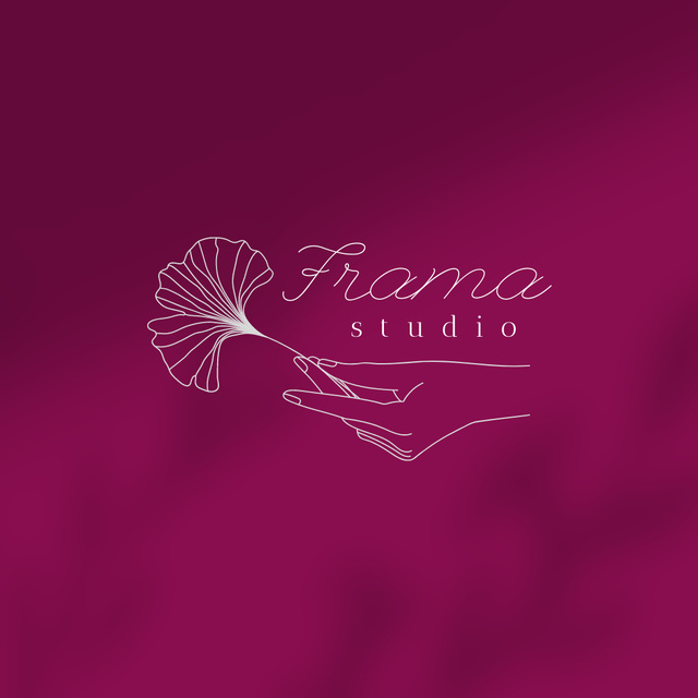 Beauty Studio Ad with Tender Flower in Female Hand Logo 1080x1080px tervezősablon