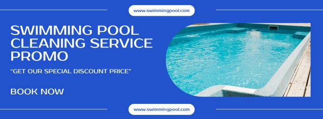 Pool Cleaning Service Promo Facebook coverデザインテンプレート