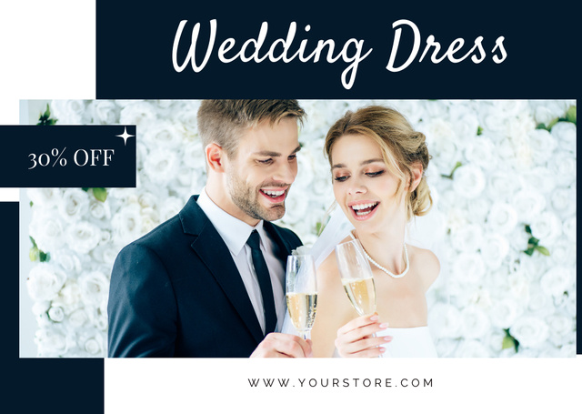 Designvorlage Wedding Couple Holding Champagne Glasses für Card