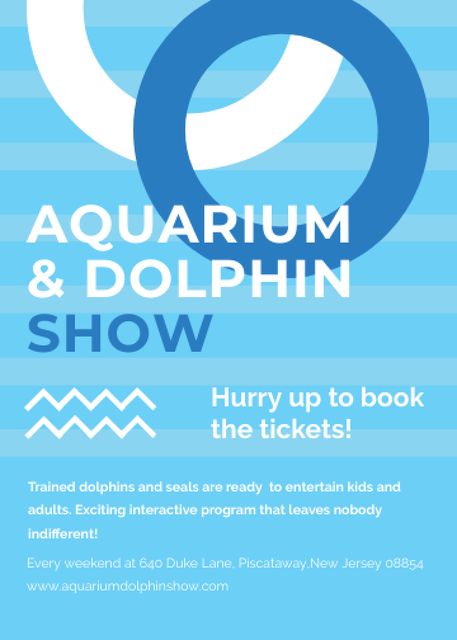 Aquarium Dolphin show invitation in blue Invitation – шаблон для дизайна