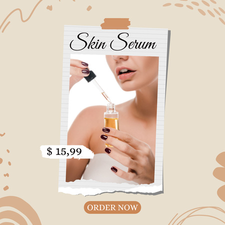 Top-notch Skin Care Serum Promotion In Beige Instagram tervezősablon