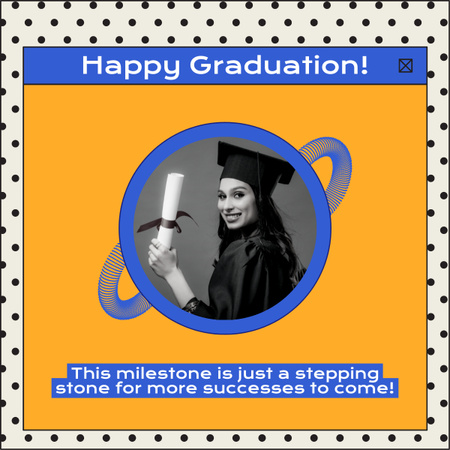 Wishes for Female Graduate with Diploma LinkedIn post Design Template