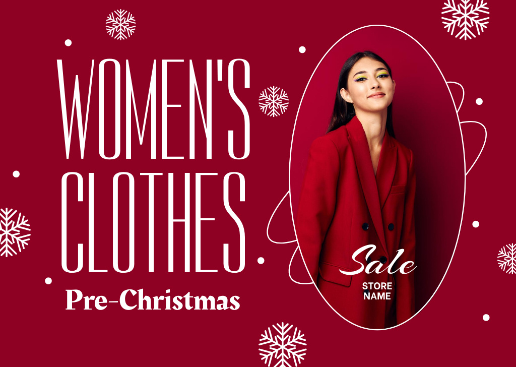 Christmas Sale of Women's Clothes Flyer A6 Horizontal Modelo de Design