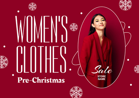 Christmas Sale of Women's Clothes Flyer A6 Horizontal Design Template