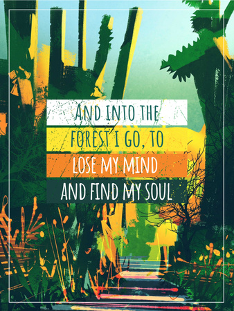Motivational quote with green Forest Poster US Design Template