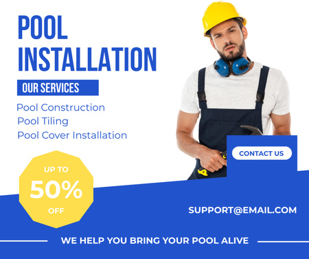 Ontwerpsjabloon van Facebook van Professional Swimming Pool Installation Services Offer