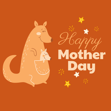 Template di design festa della mamma saluto con canguri carino Instagram