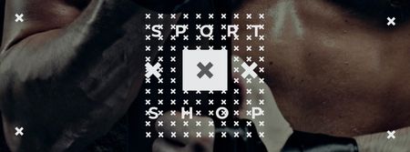 Sport Shop Ad with with professional Boxer Facebook cover tervezősablon