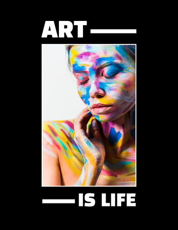 Ontwerpsjabloon van T-Shirt van Inspirerend citaat over kunst en leven