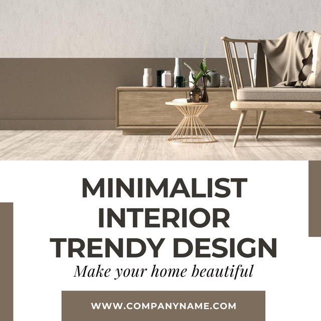 Trendy Minimalist Interior Design Brown Instagram AD – шаблон для дизайну