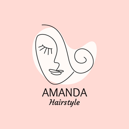 Hair Salon Services Offer with Female Face Logo 1080x1080pxデザインテンプレート