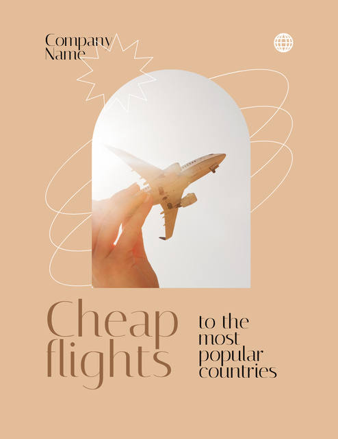 Cheap Flights Ad Flyer 8.5x11in Design Template
