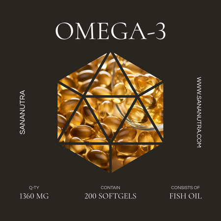 Plantilla de diseño de Oferta de suplementos nutricionales con pastillas de aceite de pescado Instagram 