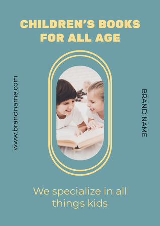 Offering Children's Books for All Ages on Blue Poster A3 Design Template