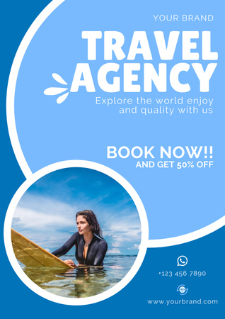 Surfing Tour Ad Poster Design Template