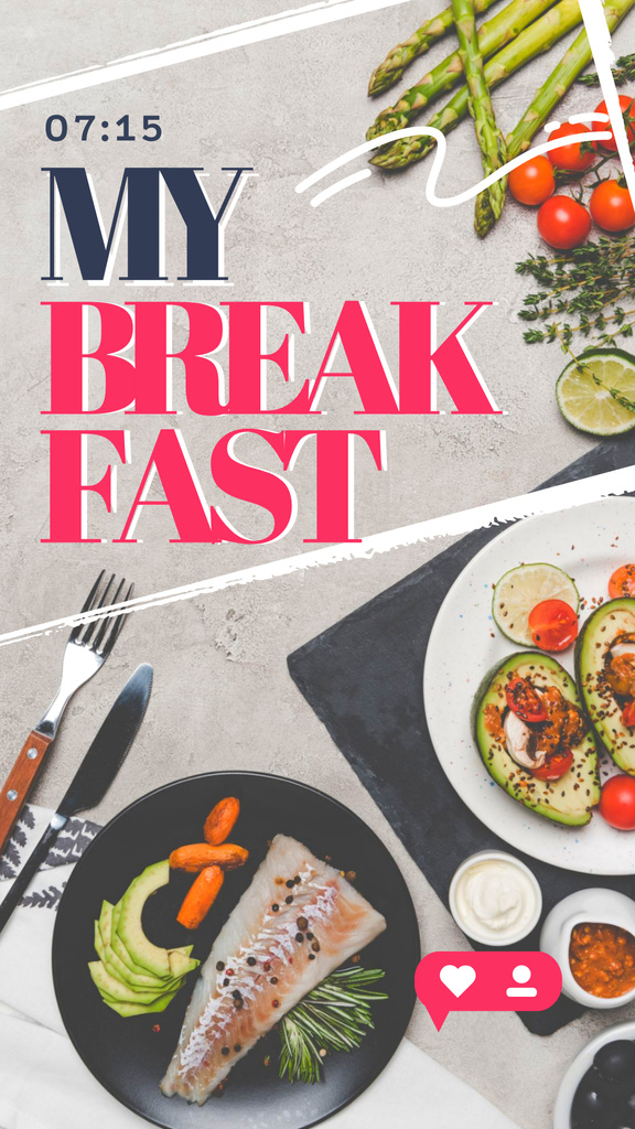 Designvorlage Healthy Breakfast with Avocado für Instagram Story