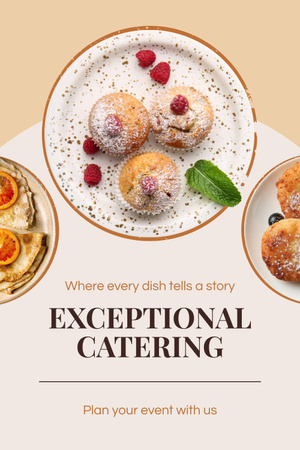 Catering Services with Tasty Dessert Pinterest Design Template