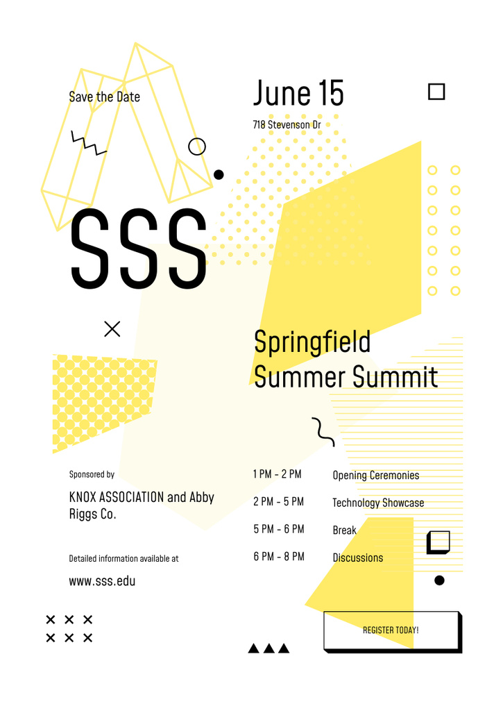 Summit Event Announcement with Minimalistic Geometric Pattern Poster A3 Design Template