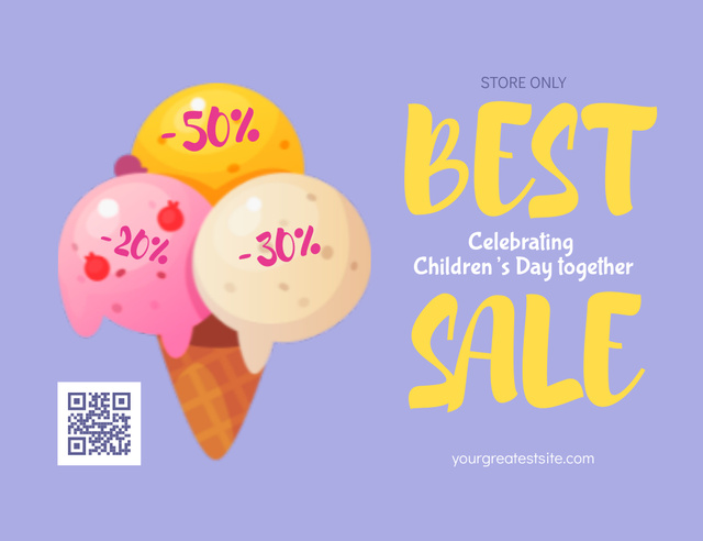 Funny Sale on Children's Day Invitation 13.9x10.7cm Horizontal Design Template