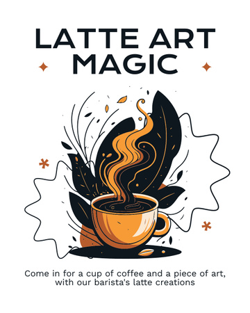 Baristan hieno Latte In Cup -tarjous kahvilassa Instagram Post Vertical Design Template
